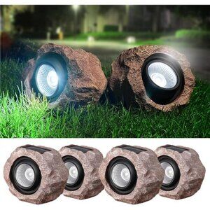 Solar Rock Lights Outdoor, 4 Pack Solar Spotlights Outdoor Waterproof Light